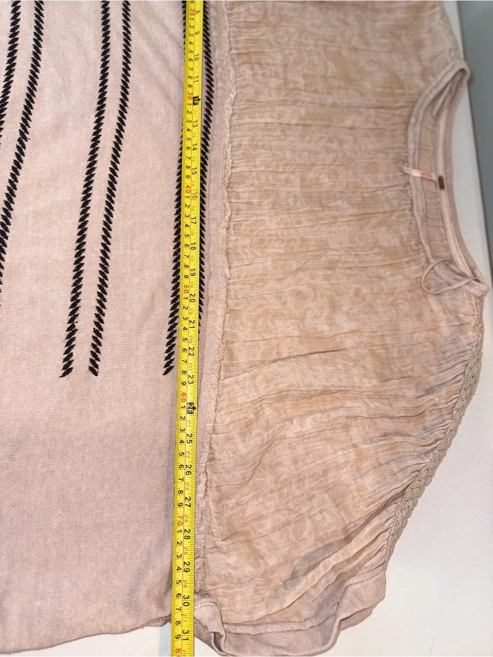 Free People Women Light Blush/Beige Striped Boho Flowy Oversized top size Small